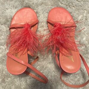Liliana coral feathered shoes